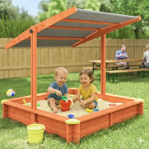 Bac à sable max 140x140 cm en bois avec toit uv50