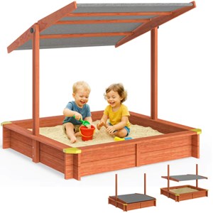 Bac à sable max 140x140 cm en bois avec toit uv50