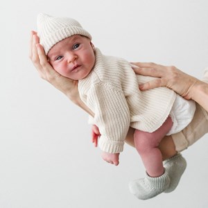 Bonnet de naissance ivory (0-1 mois)