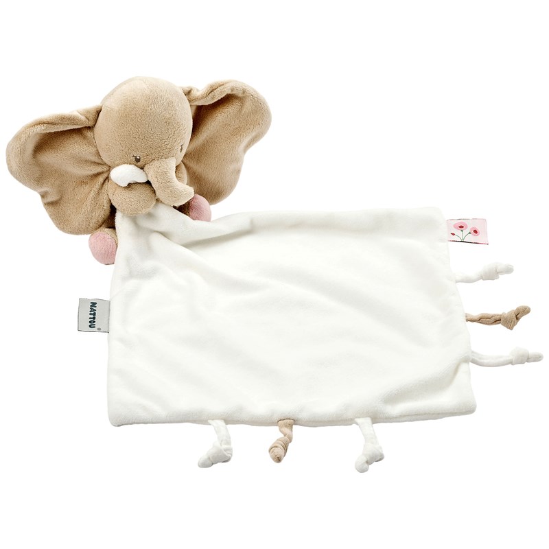 Doudou câlin fanfan l'éléphant blanc crème (27 cm)