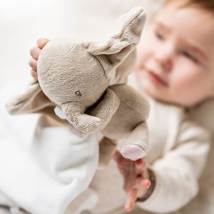 Doudou câlin fanfan l'éléphant blanc crème (27 cm)