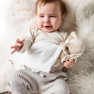 Doudou câlin fanfan l'éléphant blanc crème (27 cm)
