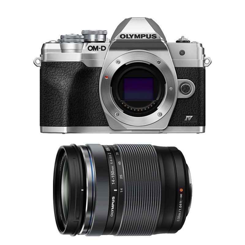 Olympus om-d e-m10 iv silver + objectif m.zuiko digital ed 14-150mm f3.5-5.6 ii