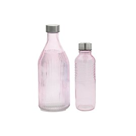 Lot de 2 bouteilles roses en verre coloré, gloupop