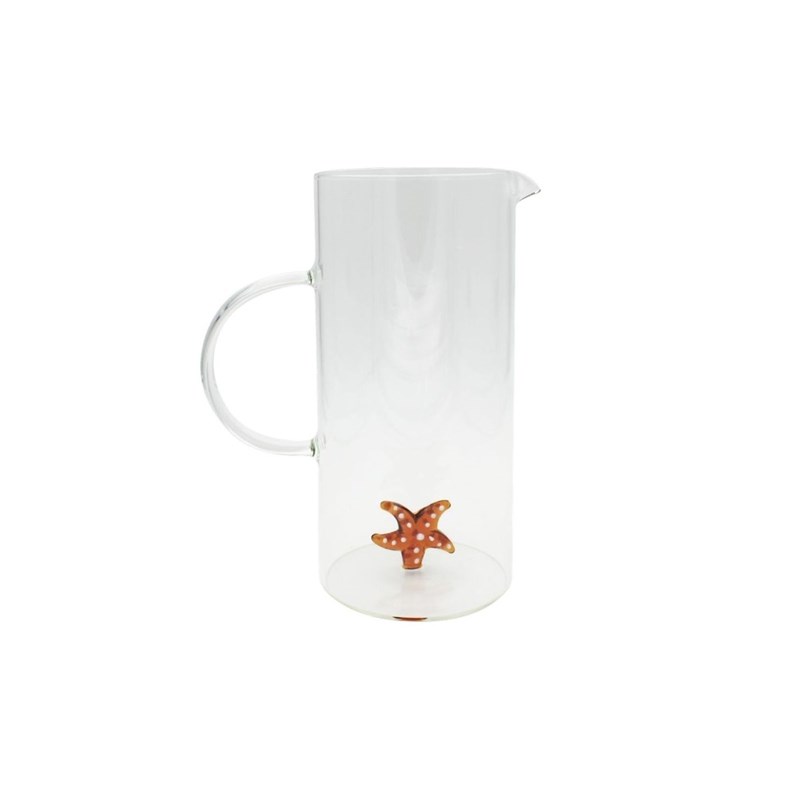 Carafe étoile de mer en verre, ambre