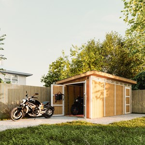 Abri de jardin qualité premium 8.52+2.95 m²  garage moto exterieur - rouge