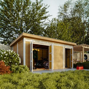 Abri de jardin qualité premium 8.52+2.95 m² garage moto exterieur - gris