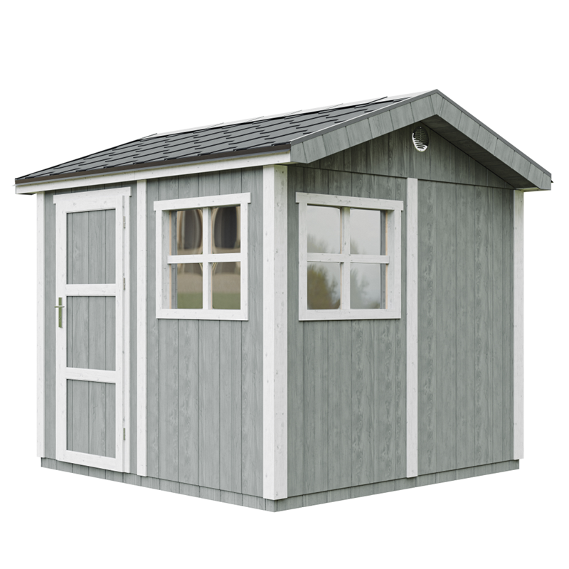 Timbela - Abri de jardin qualité premium 5,9m² h252x250x294 cm bardeaux bitumineux gris