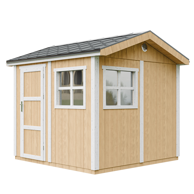 Timbela - Abri de jardin qualité premium 5,9m² h252x250x294cm bardeaux bitumineux jaune