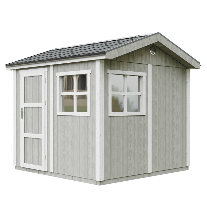 Timbela - Abri de jardin qualité premium 5,9m² h252x250x294cm bardeaux bitumineux gris