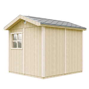 Abri de jardin qualité premium 5,9m² h252x250x294cm bardeaux bitumineux beige