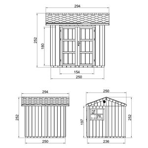 Abri de jardin qualité premium 5,9m² h252x250x294cm bardeaux bitumineux jaune