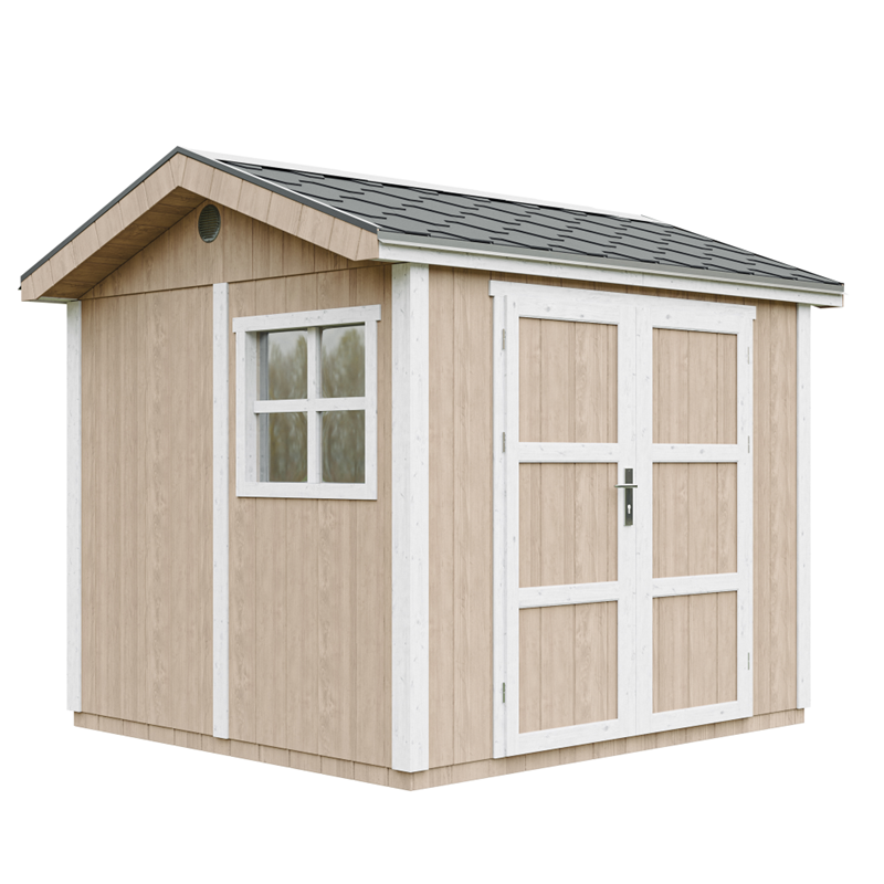 Timbela - Abri de jardin qualité premium 5,9m² h252x250x294cm bardeaux bitumineux marron