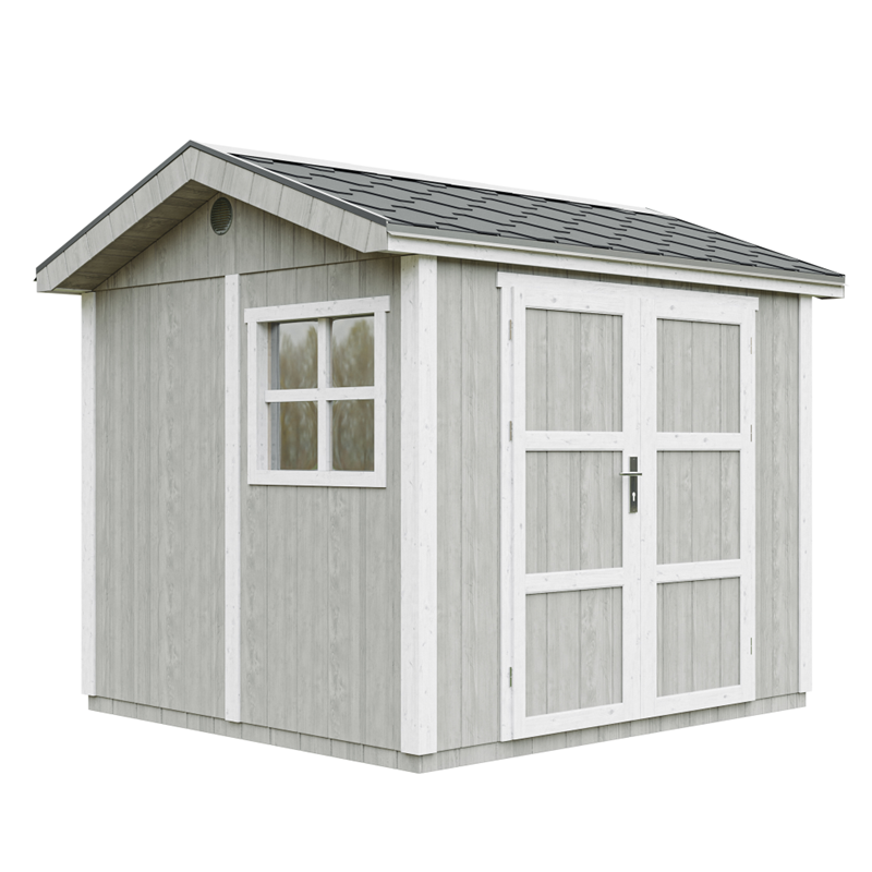 Timbela - Abri de jardin qualité premium 5,9m² h252x250x294cm bardeaux bitumineux gris