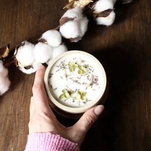 Bougie grès 200g fleur de coton
