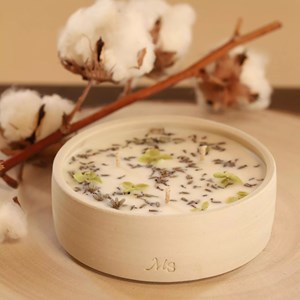 Bougie grès 300g fleur de coton