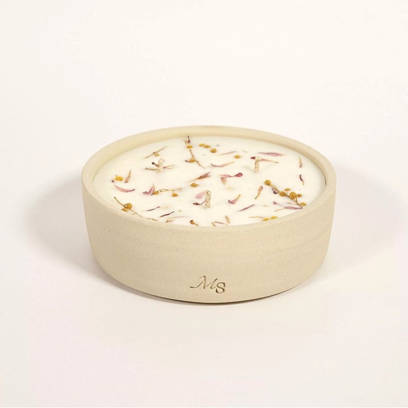 Bougie grès 300g frangipanier et jasmin