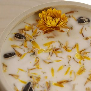 Bougie grès 300g pétales de tournesol