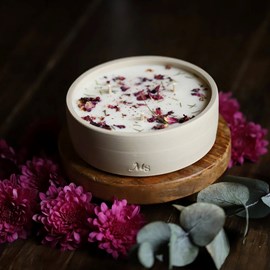 Bougie grès 300g rose du séjour