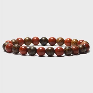 Bracelet homme en bois et en jaspe rouge