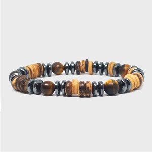 Bracelet homme en bois et oeil de tigre