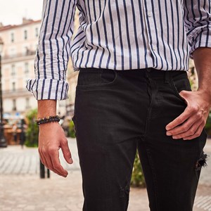 Bracelet homme en bois et oeil de tigre