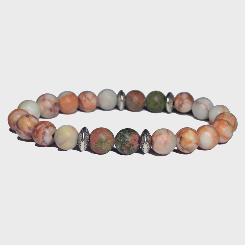 Bracelet homme en unakite et netstone