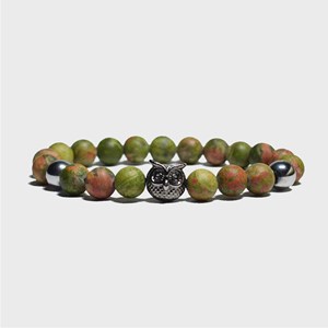 Bracelet homme en unakite avec hibou