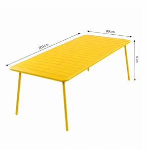 Bergame table de jardin 8-10 places 200cm jaune