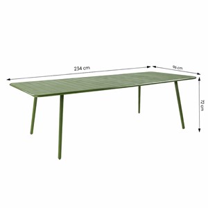 Bergame table de jardin 10-12 places 234cm verte