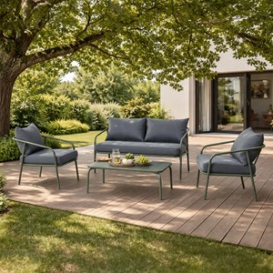 Bergame salon de jardin 4 places kaki