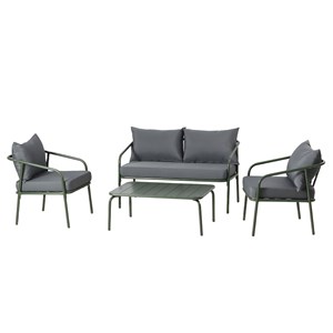 Bergame salon de jardin 4 places kaki