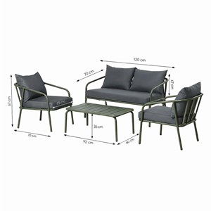 Bergame salon de jardin 4 places kaki