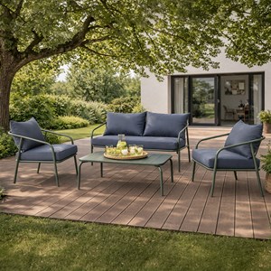 Bergame salon de jardin 4 places kaki