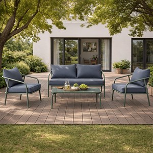 Bergame salon de jardin 4 places kaki