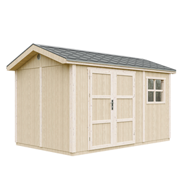Abri de jardin qualité premium 8,68m² 252x250x412 cm bardeaux bitumineux beige