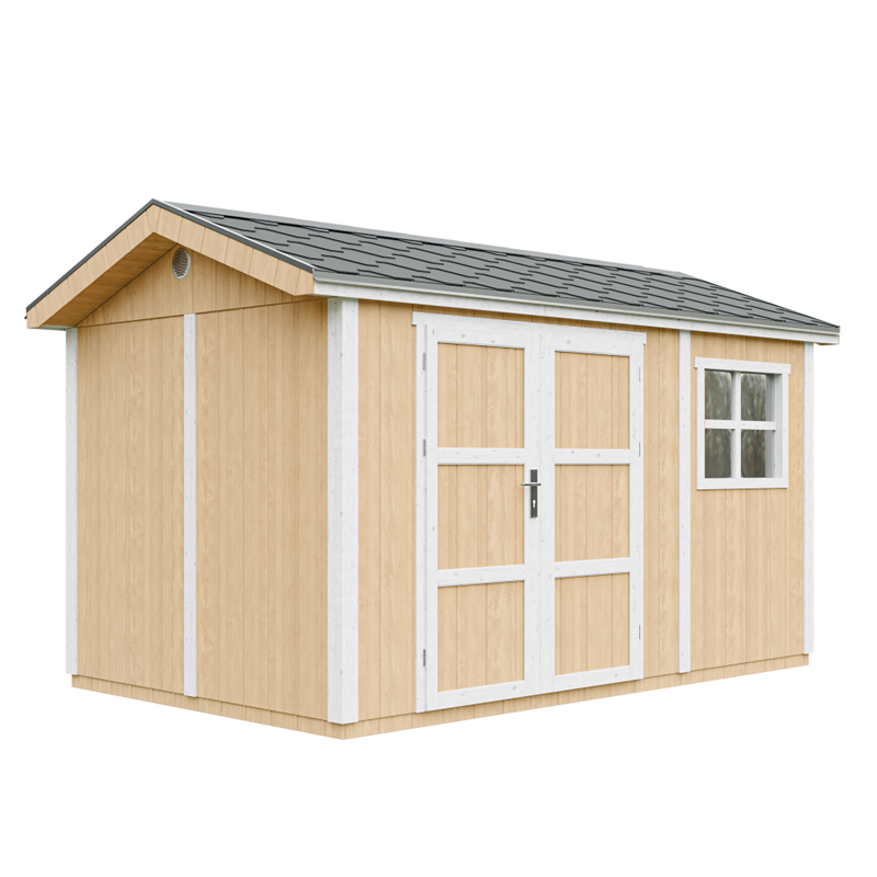 Timbela - Abri de jardin qualité premium 8,68m² 252x250x412 cm bardeaux bitumineux jaune