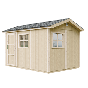 Abri de jardin qualité premium 8,68m² 252x250x412cm bardeaux bitumineux beige