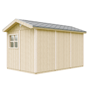 Abri de jardin qualité premium 8,68m² 252x250x412cm bardeaux bitumineux beige