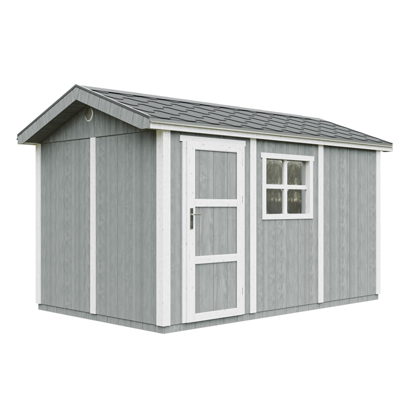 Timbela - Abri de jardin qualité premium 8,68m² 252x250x412cm bardeaux bitumineux gris