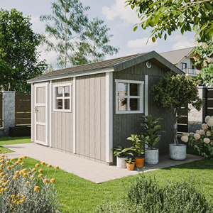 Abri de jardin qualité premium 8,68m² 252x250x412cm bardeaux bitumineux rouge