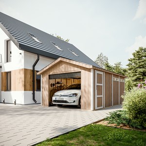 Garage qualité premium 17 m² - l378xl530 cm machines de jardinage - rouge