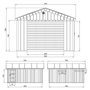 Garage qualité premium 17 m² - l378xl530 cm machines de jardinage - marron