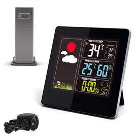 Station météo radio pilotée écran lcd couleur capteur extérieur sans fil