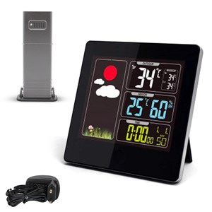 Station météo radio pilotée écran lcd couleur capteur extérieur sans fil