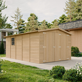 Garage en bois naturel - h222x516x324 cm 15 m² - beige