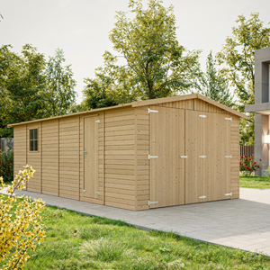 Garage en bois naturel - h222x616x324 cm 18 m²  - beige