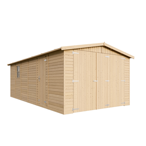 Garage en bois naturel - h222x616x324 cm 18 m²  - beige