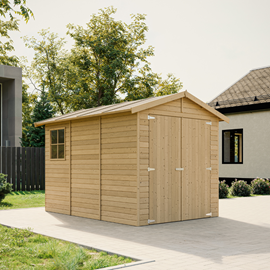 Garage en bois naturel - h222x244x320 cm 6 m²  - beige