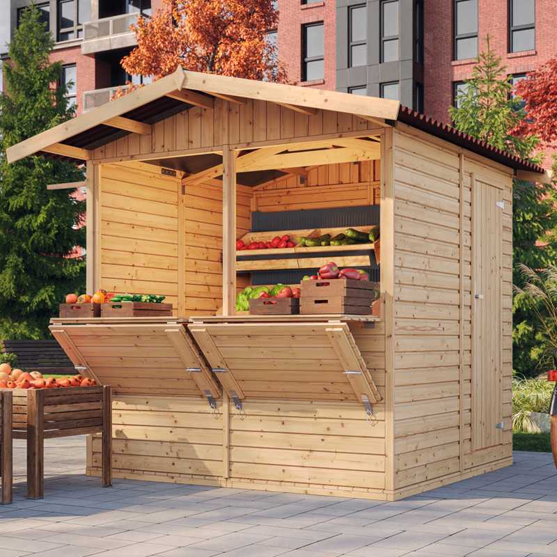 Maison de jardin en bois, étal de marché en bois, bar jardin 232x253x263cm 4m2